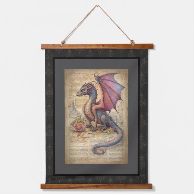 Tapiz Con Marco De Madera Amethyst the Dragon Antique Tapestry (Anverso)