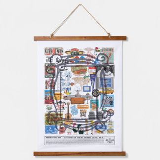 Tapiz Con Marco De Madera Amigos en NYC – Arte de Collage de Cultura Popular