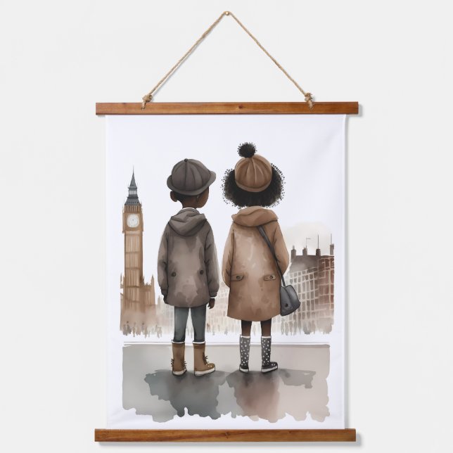 Tapiz Con Marco De Madera Amo Londres (Anverso)