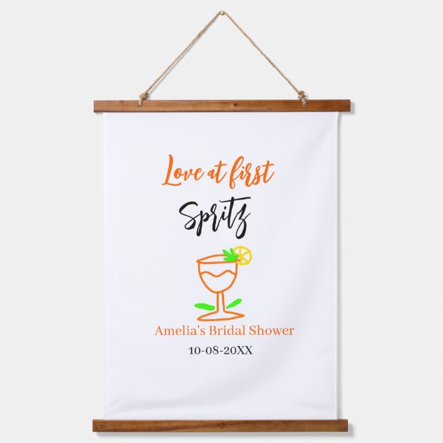 Tapiz Con Marco De Madera Amor a primera spritz naranja despedida de soltera (Anverso)