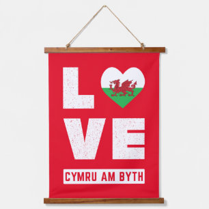 Tapiz Con Marco De Madera Amor Cymru Am por la bandera de Gales Raíces gales