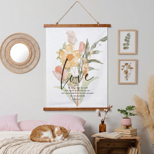Tapiz Con Marco De Madera Amor-Juan 3:16 floral naranja
