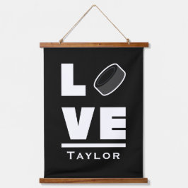 Tapiz Con Marco De Madera Amor Y Hockey Sobre Hielo En Vivo Nombre Personali