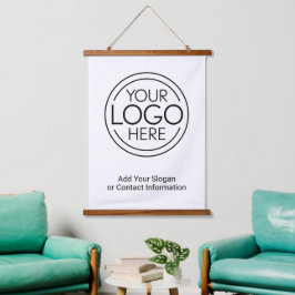 Tapiz Con Marco De Madera Añadir el logotipo corporativo moderno Minimalista