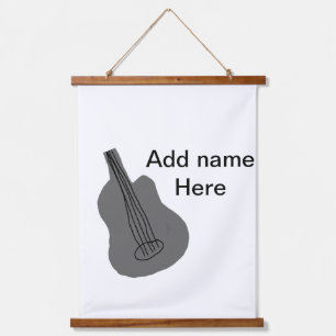Tapiz Con Marco De Madera Añadir el nombre texto guitarra acústica marrón ed