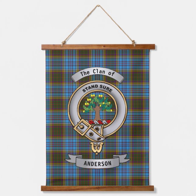 Tapiz Con Marco De Madera Anderson Clan Badge & Tartan (Anverso)
