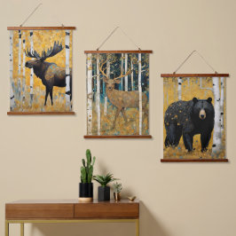 Tapiz Con Marco De Madera Animales Golden Aspen Art Nouveau