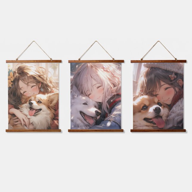 Tapiz Con Marco De Madera Anime Friends (Triple)