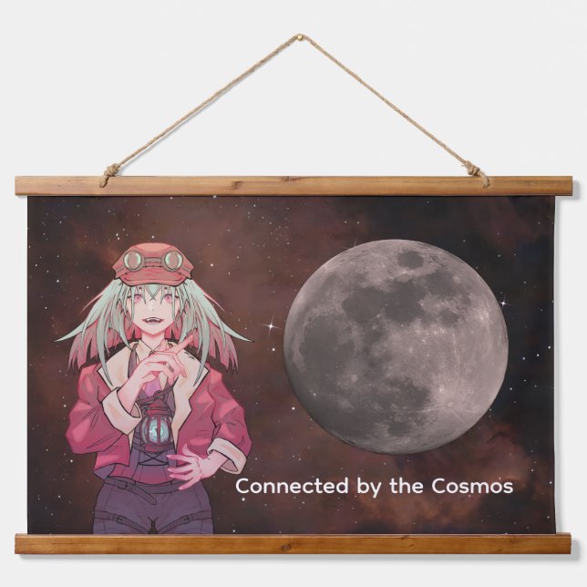 Tapiz Con Marco De Madera Anime, moon, Nebula Space (Anverso )