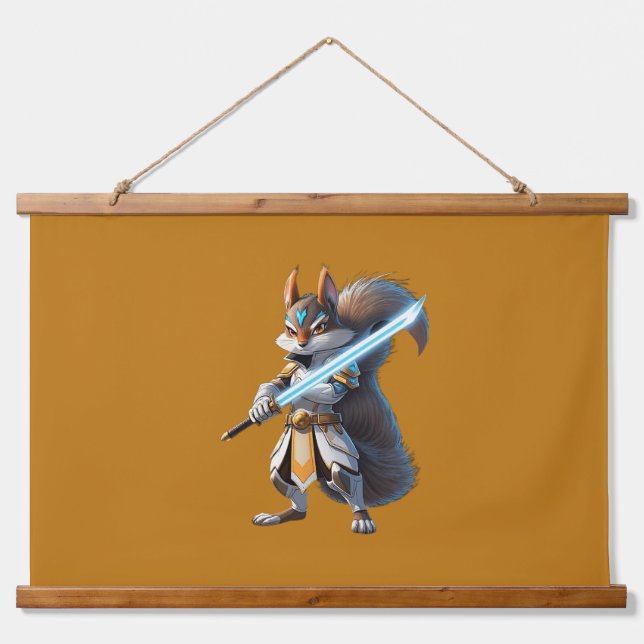 Tapiz Con Marco De Madera Anime Samurai Squirrel Warrior (Anverso )