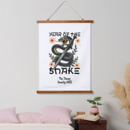 Tapiz Con Marco De Madera Año de la serpiente Zodiac Año Nuevo chino