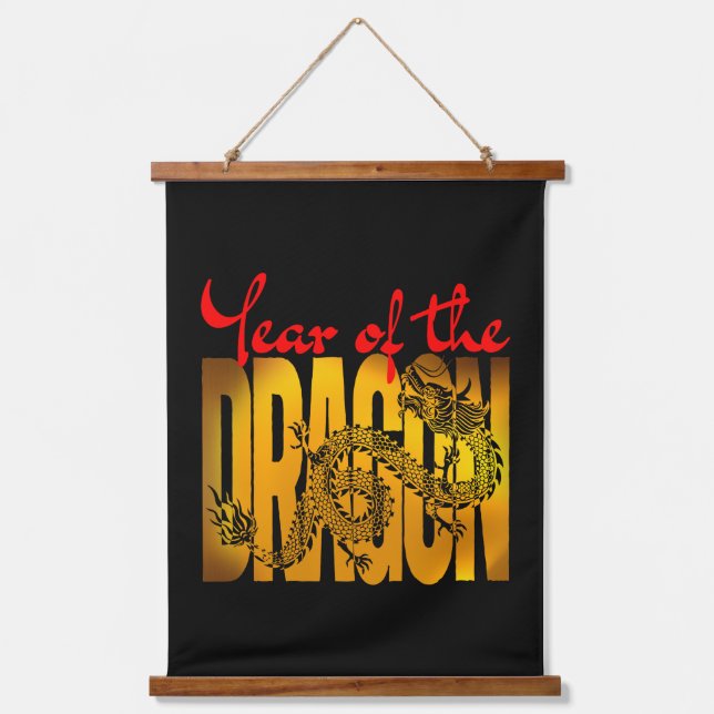 Tapiz Con Marco De Madera Año del dragón (Anverso)