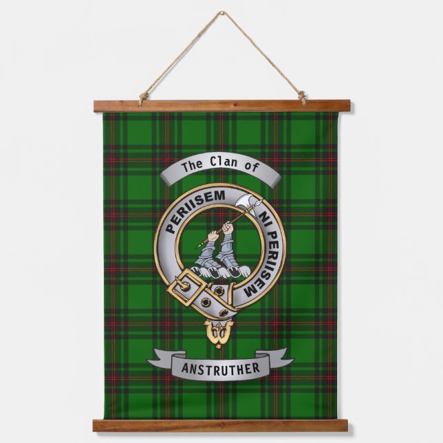 Tapiz Con Marco De Madera Anstruther Clan Badge & Tartán (Anverso)