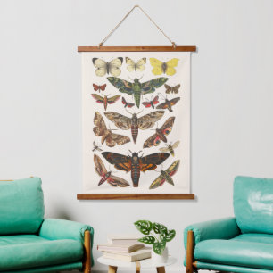 Tapiz Con Marco De Madera Antiguo Ilustracion de Moth Victoriano 1889