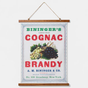 Tapiz Con Marco De Madera Anuncio de época para Cognac Brandy de Bininger.