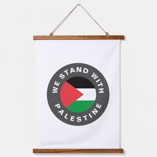 Tapiz Con Marco De Madera Apoyamos la bandera palestina con texto personaliz (Anverso)