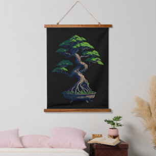 Tapiz Con Marco De Madera Árbol Bonsai
