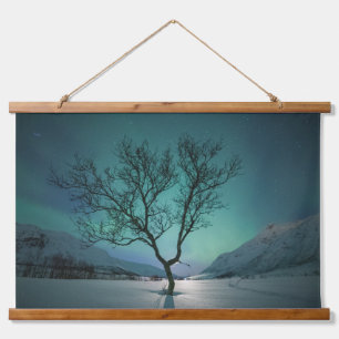 Tapiz Con Marco De Madera Árbol de las Luces del Norte