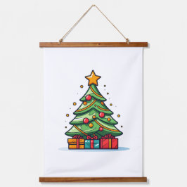 Tapiz Con Marco De Madera Árbol de Navidad adornado