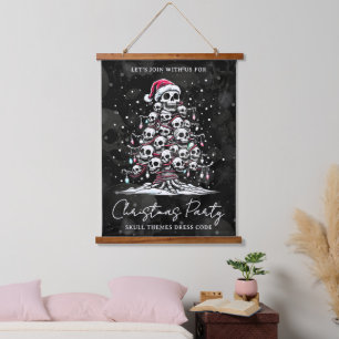 Tapiz Con Marco De Madera Árbol de Navidad de cráneo Pijama Esqueleto Sombre