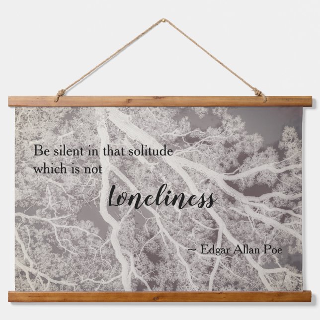 Tapiz Con Marco De Madera Árbol de poesía blanco y negro (Anverso )