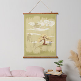 Tapiz Con Marco De Madera Árbol Zen Bonsai