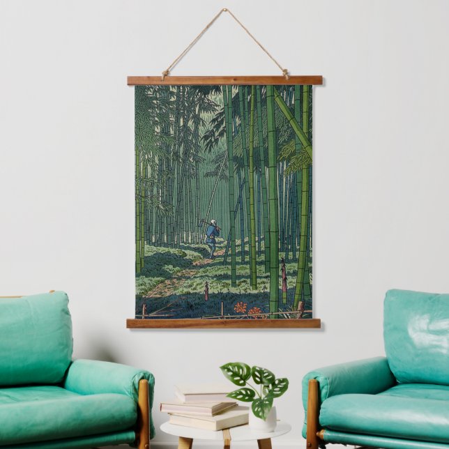 Tapiz Con Marco De Madera Arboleda de bambú de Saga Fujishima Takeji (Sala de estar)