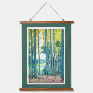 Tapiz Con Marco De Madera Arboleda de bambú, Hiroshi Yoshida, Grabado en mad