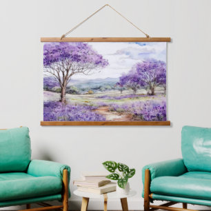 Tapiz Con Marco De Madera Árboles de jacaranda de Maui
