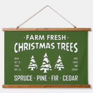 TAPIZ CON MARCO DE MADERA ÁRBOLES DE NAVIDAD FRESCOS DE GRANJA