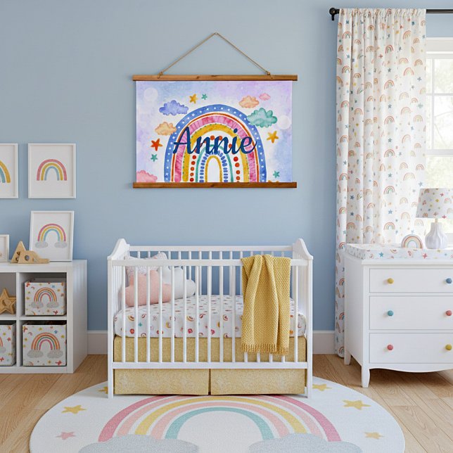 Tapiz Con Marco De Madera Arcoíris pastel personalizado adorable (Subido por el creador)