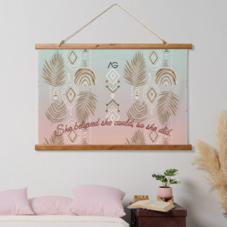 Tapiz Con Marco De Madera AriaGrace Blush Palm Ethnic Botanical Pattern Vol6