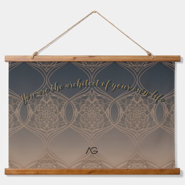 Tapiz Con Marco De Madera AriaGrace Slate Copper Moroccan Arc Pattern Vol 51 (Anverso )