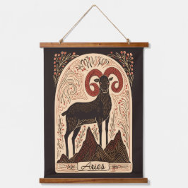 Tapiz Con Marco De Madera Aries Tapestry Aries Celestiales Zodiac Art