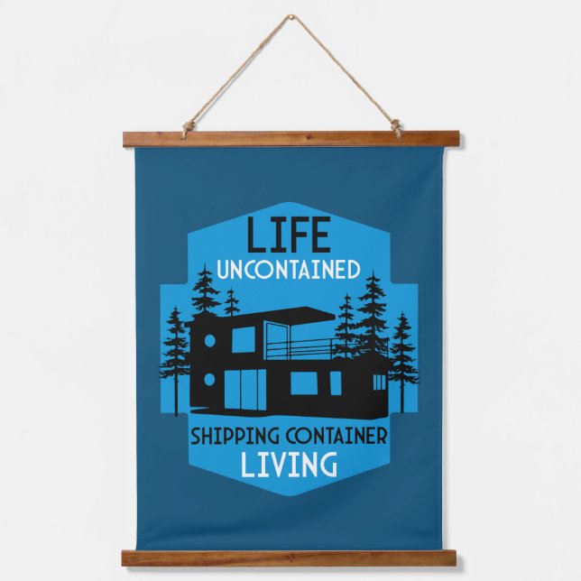 Tapiz Con Marco De Madera Arquitectura de contenedor de envío (Anverso)