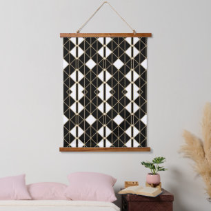 Tapiz Con Marco De Madera Art Deco Black and Gold Geometric luxury