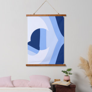 Tapiz Con Marco De Madera Arte abstracto de bola de onda azul moderna