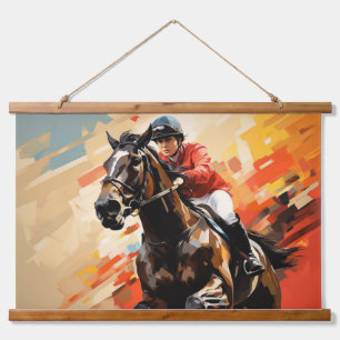 Tapiz Con Marco De Madera Arte abstracto de pintura deportiva de acción de e