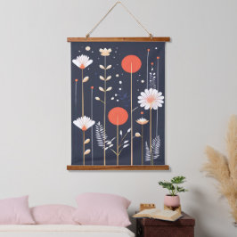 Tapiz Con Marco De Madera Arte abstracto floral brillante