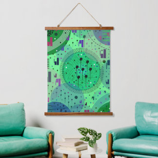 Tapiz Con Marco De Madera Arte abstracto: Fruta de kiwi verde