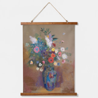 Tapiz Con Marco De Madera Arte botánico Pintura Vintage 1900 Flores
