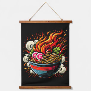 Tapiz Con Marco De Madera Arte callejero de Ramen japonés picante