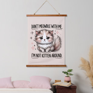 Tapiz Con Marco De Madera Arte con palabras de gatito sarcasmo divertido