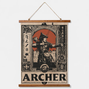 Tapiz Con Marco De Madera Arte de Archer de época Wabi Sabi Ornate Design