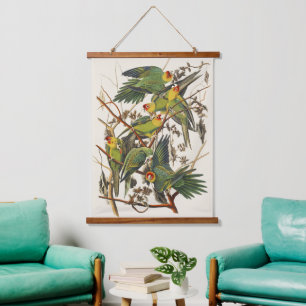 Tapiz Con Marco De Madera Arte de ave loro de Carolina vintage de Audubon