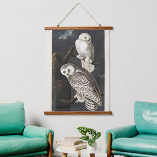 Tapiz Con Marco De Madera Arte de ave nocturna de búho nevado Audubon vintag