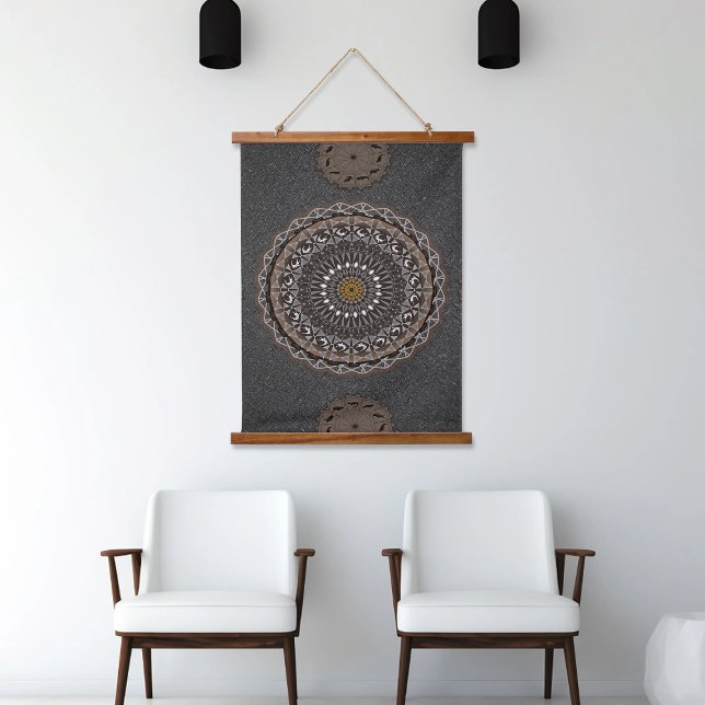 Tapiz Con Marco De Madera Arte de caqui crocodylus porosus mandala (Subido por el creador)