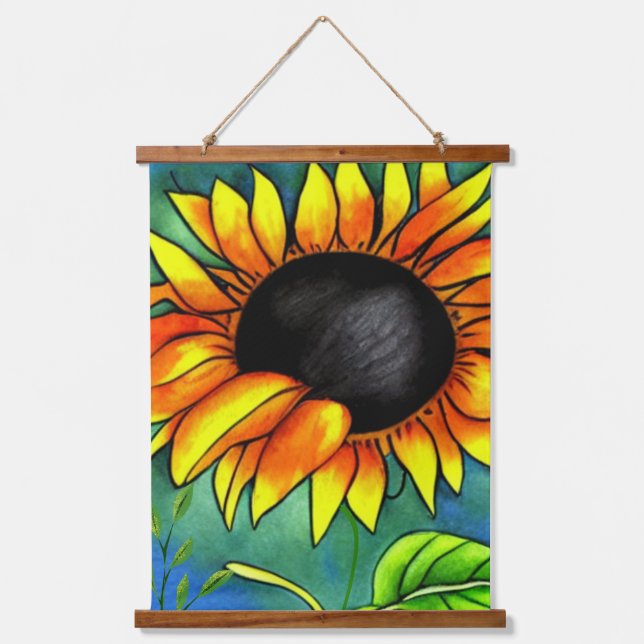 Tapiz Con Marco De Madera Arte de Crayola Dream Sunflower (Anverso)