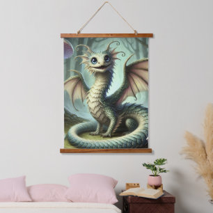 Tapiz Con Marco De Madera Arte de criatura de fantasía linda Dragon Jabberwo