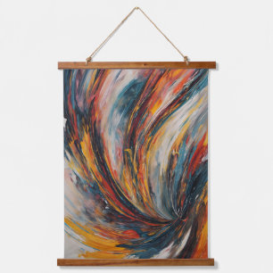 Tapiz Con Marco De Madera Arte de Expresionismo Abstracto de Llama Dinámica